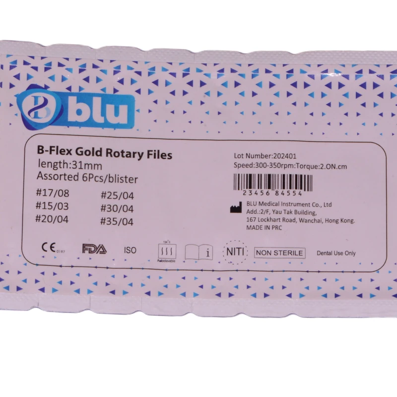 B Flex Gold Blister Rotary Files Assorted  (31 mm)